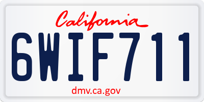 CA license plate 6WIF711