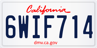 CA license plate 6WIF714