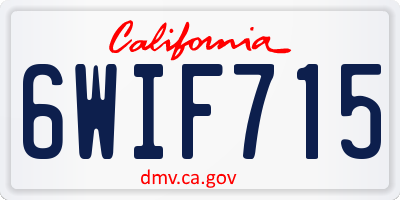 CA license plate 6WIF715