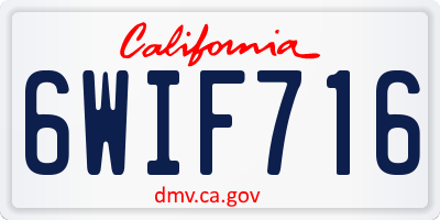 CA license plate 6WIF716