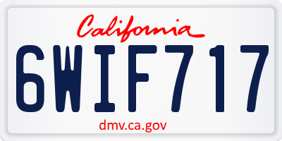 CA license plate 6WIF717