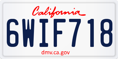 CA license plate 6WIF718