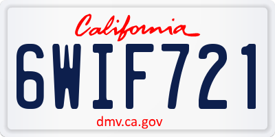 CA license plate 6WIF721