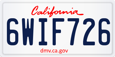 CA license plate 6WIF726