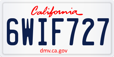 CA license plate 6WIF727