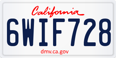 CA license plate 6WIF728