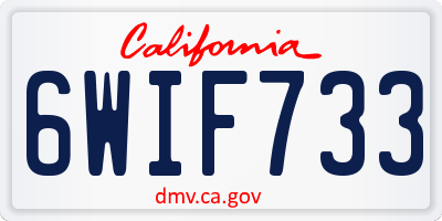 CA license plate 6WIF733