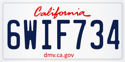 CA license plate 6WIF734