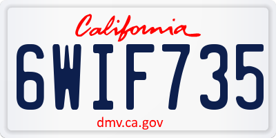 CA license plate 6WIF735