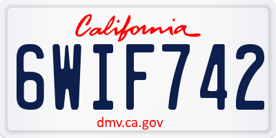 CA license plate 6WIF742