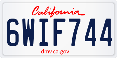 CA license plate 6WIF744