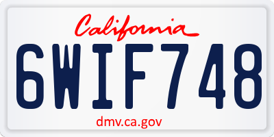 CA license plate 6WIF748