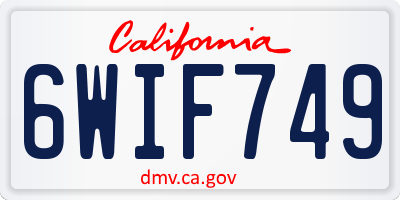 CA license plate 6WIF749