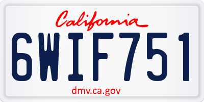 CA license plate 6WIF751