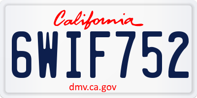 CA license plate 6WIF752