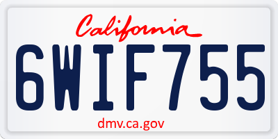 CA license plate 6WIF755