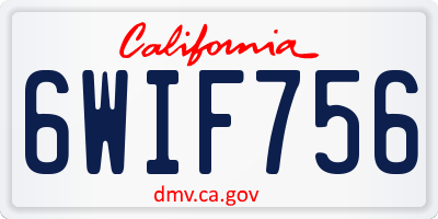 CA license plate 6WIF756