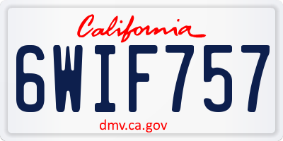 CA license plate 6WIF757