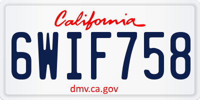 CA license plate 6WIF758