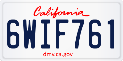 CA license plate 6WIF761