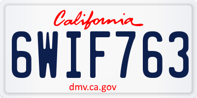 CA license plate 6WIF763