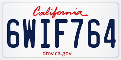 CA license plate 6WIF764