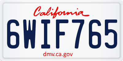 CA license plate 6WIF765