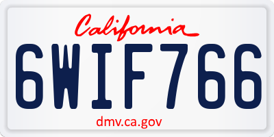 CA license plate 6WIF766