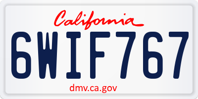 CA license plate 6WIF767