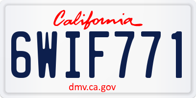 CA license plate 6WIF771