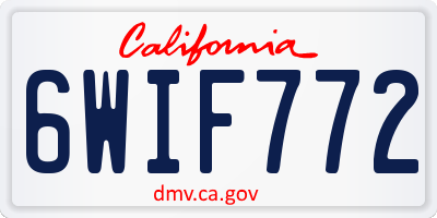 CA license plate 6WIF772