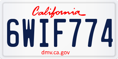 CA license plate 6WIF774