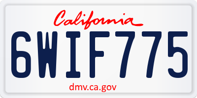 CA license plate 6WIF775