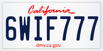 CA license plate 6WIF777