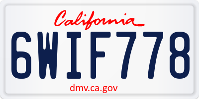 CA license plate 6WIF778