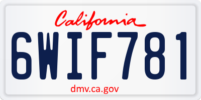 CA license plate 6WIF781