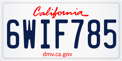 CA license plate 6WIF785
