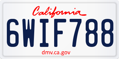 CA license plate 6WIF788