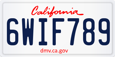 CA license plate 6WIF789