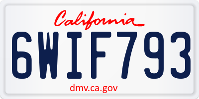 CA license plate 6WIF793