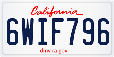 CA license plate 6WIF796