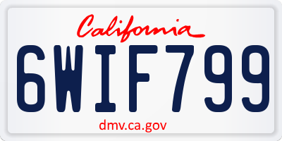 CA license plate 6WIF799