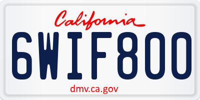CA license plate 6WIF800