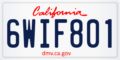 CA license plate 6WIF801