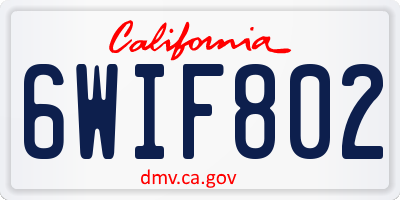 CA license plate 6WIF802