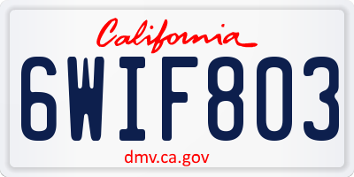 CA license plate 6WIF803