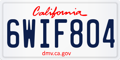 CA license plate 6WIF804