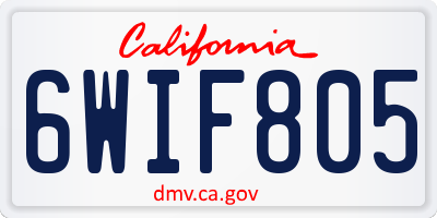 CA license plate 6WIF805