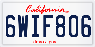 CA license plate 6WIF806