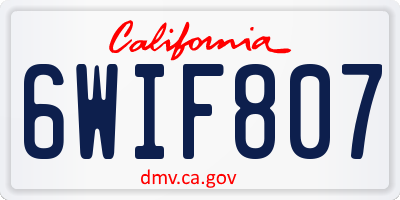 CA license plate 6WIF807